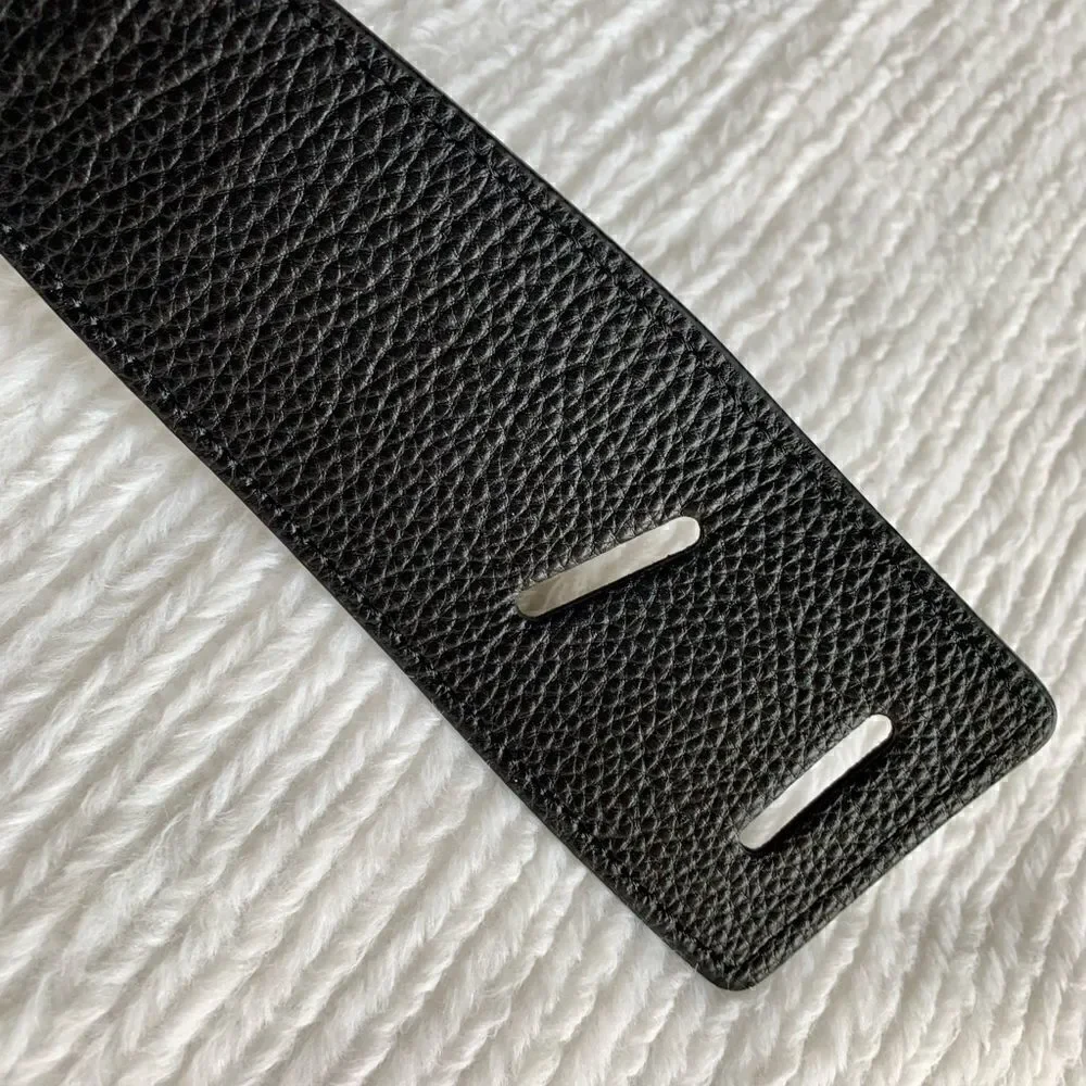 New Fashion Refined Black Pebble Leather Belt